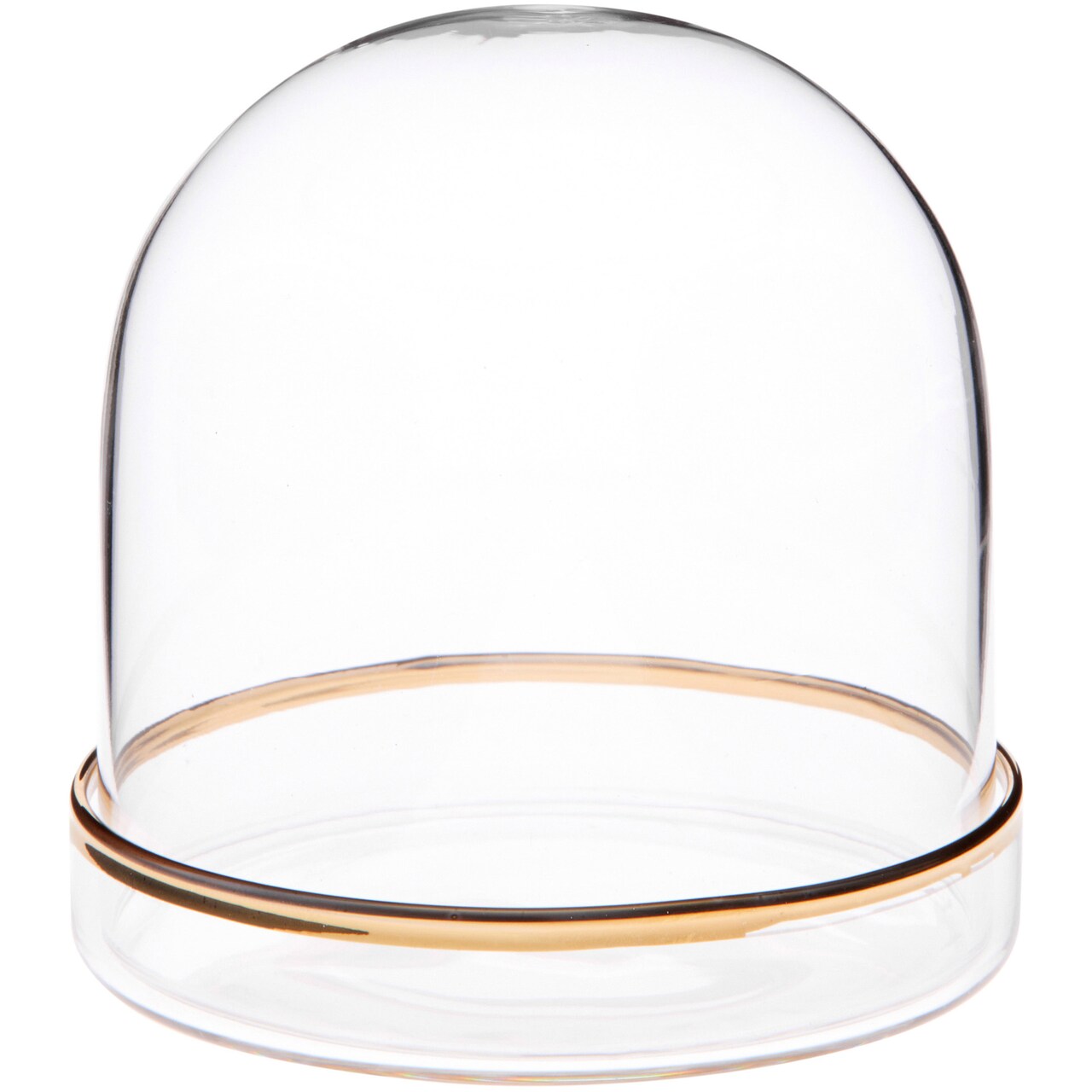 Plymor 3" x 3" Glass Display Dome Cloche (Gold Rim Glass Tray Base)